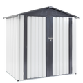 Xwt014 Garden Metal Storage Shed Gray White 6X4X6Ft Outdoor Storing Tools Rainproof Hinge Door Version Grey Metal