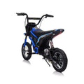 24V14Ah Kids Ride On 24V Electric Toy Motocross Motorcycle Dirt Bike Xxl Large,Speeds Up To 14.29Mph,Dual Suspension, Hand Operated Dual Brakes, Twist Grip Throttle, Authentic Motocross Bike Geometry Blue Polypropylene