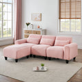 The 84.6 Inch Pink Teddy Fleece Creative Sofa Can Be Assembled Into A Two Seater Sofa Plus A Single Couch With Three Waist Pillows To Perfectly Stretch Your Waist For Small Apartment Bedroom Spaces Pink Polyester Blend 4 Seat
