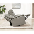 Stanfield Power Headrest Zero Gravity Reclining Sofa Gray Genuine Leather Wood Primary Living Space Medium Firm Tight Back Mid Century Modern Eucalyptus Pillow Top Arms Memory Foam Leather 3 Seat