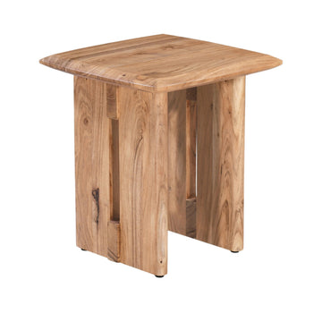 18 In. Solid Acacia Wood End Side Table With Curved Edges, Modern Living Room Sofa Side Table, Brown Walnut Brown Brown Primary Living Space Contemporary Freestanding Acacia Rectangular Coffee & End Tables Rectangular Solid Wood