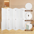 8 Panel Room Divider, 5.6Ft Pegboard Display Wooden Room Divider Folding Privacy Screen Room Divider Freestanding Peg Board Display For Trade Show Craft Show Home Wall Organizer,Elegant White White Modern Wood