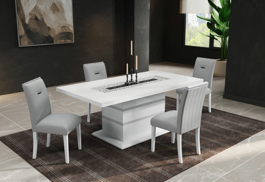 Ariya White Dining Table White Rubber Wood