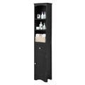 Tall Bathroom Cabinet, Freestanding Storage Cabinet With Drawer, Mdf Board, Adjustable Shelf, Black Black Mdf