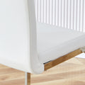 Table And Chair Set. A Rectangular Glass Dining Table With A 0.4 Inch Tempered Glass Tabletop And Mdf Board V Shaped Bracket, Paired With 2 Chairs Consisting Of Pu Seat Cushions And Silver Metal Legs. White Black Seats 2 Tempered Glass