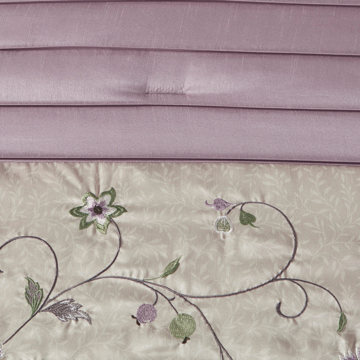 Embroidered 7 Piece Comforter Set Purple Queen Queen Purple Polyester
