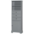 Gray Tall Storage Cabinet With 3 Drawers And Adjustable Shelves For Bathroom, Study, Office And Interior, Mdf Board With Painted Finish Gray Mdf