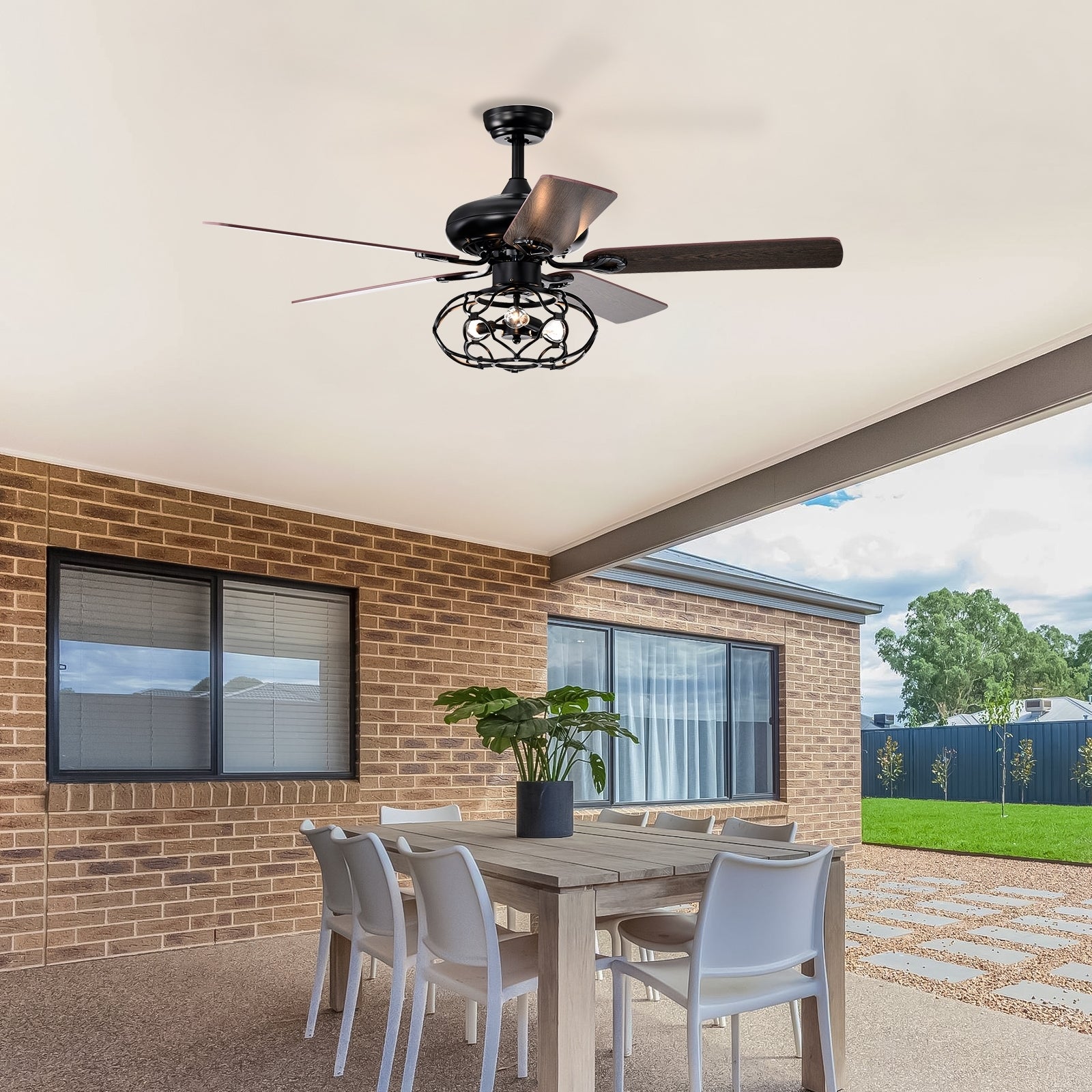 Low Profile Ceiling Fan With Lights No Include Bulb ,Blade Dark Wood 52 Inch Ceiling Fan Optional Remote&2 Color Option Blades Matte Black Ceiling Fans 1000K 2600K Candlelight Under 1000Lm American Design,American Traditional,Antique,Farmhouse,Industrial