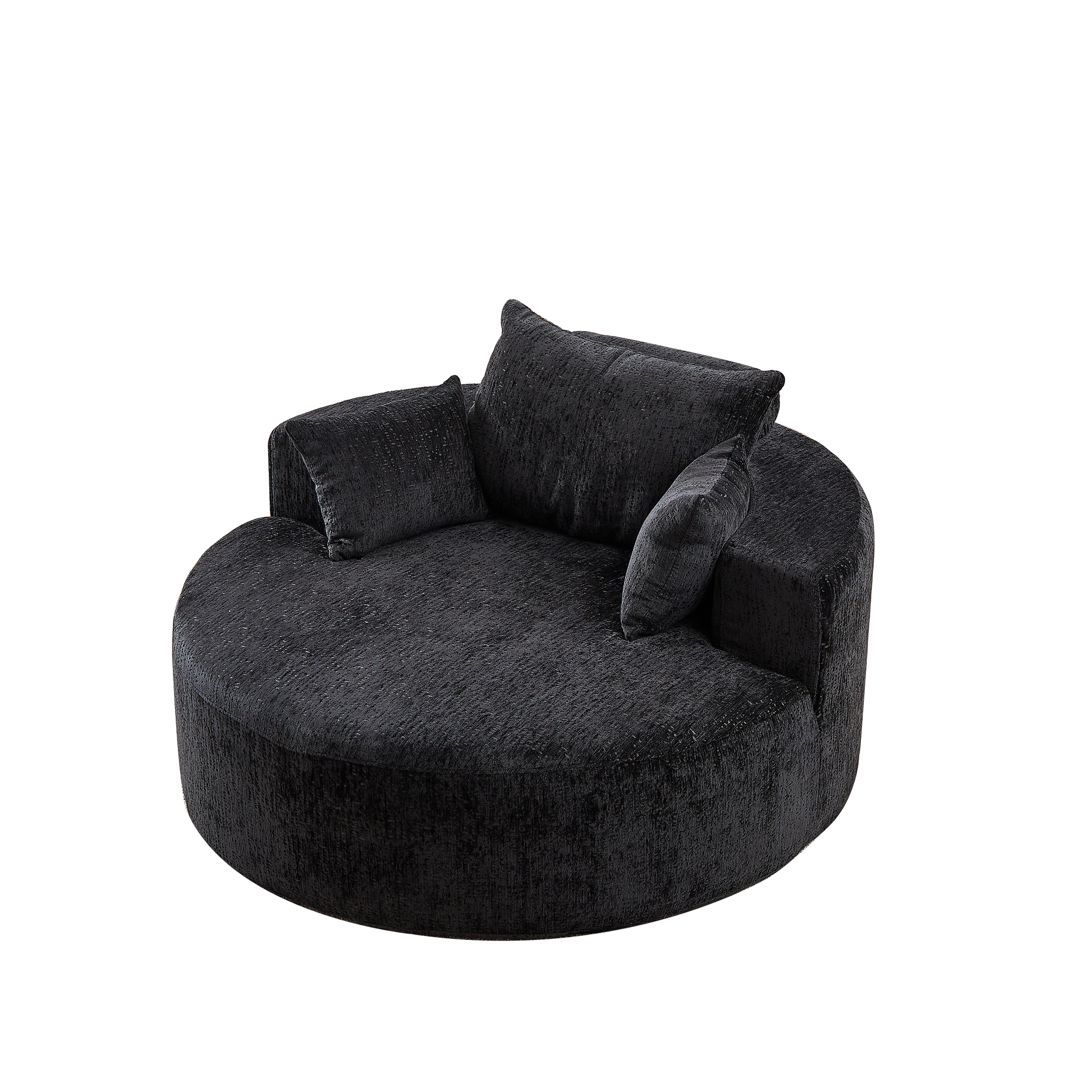 55''L Chenille Sponge Single Sofa,No Assembly Required,Fluffy Modern Sleeper Chair For Living Room, Bedroom, Lounge And Projection Room Not A Swivel Chair. Black Foam Chenille 1 Seat