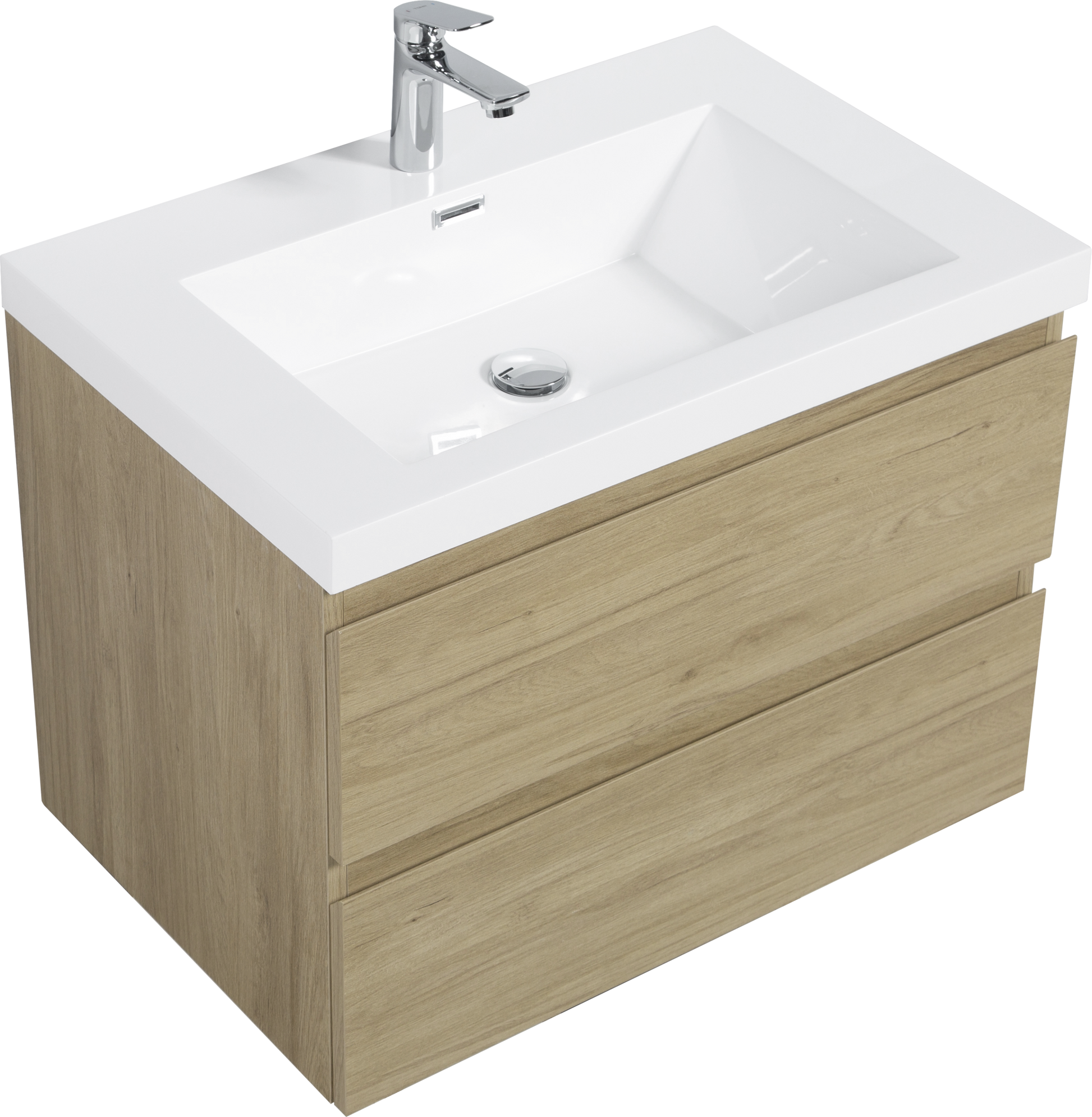 30" Floating Bathroom Vanity With Sink, Modern Wall Mounted Bathroom Storage Vanity Cabinet With Resin Top Basin And Soft Close Drawers, Natural Oak 24V11 30No 2 Oak Bathroom Wall Mounted Melamine