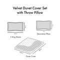 Velvet Duvet Cover Set King Grey Polyester