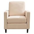 Mid Century Accent Chair ,Modern Linen Fabric Armchair For Living Room,Double Side Pockets, Comfortable And Padded Reading Feature Sofa Chair, Suitable For Bedrooms, Living Rooms, And Offices,Beige Beige Linen