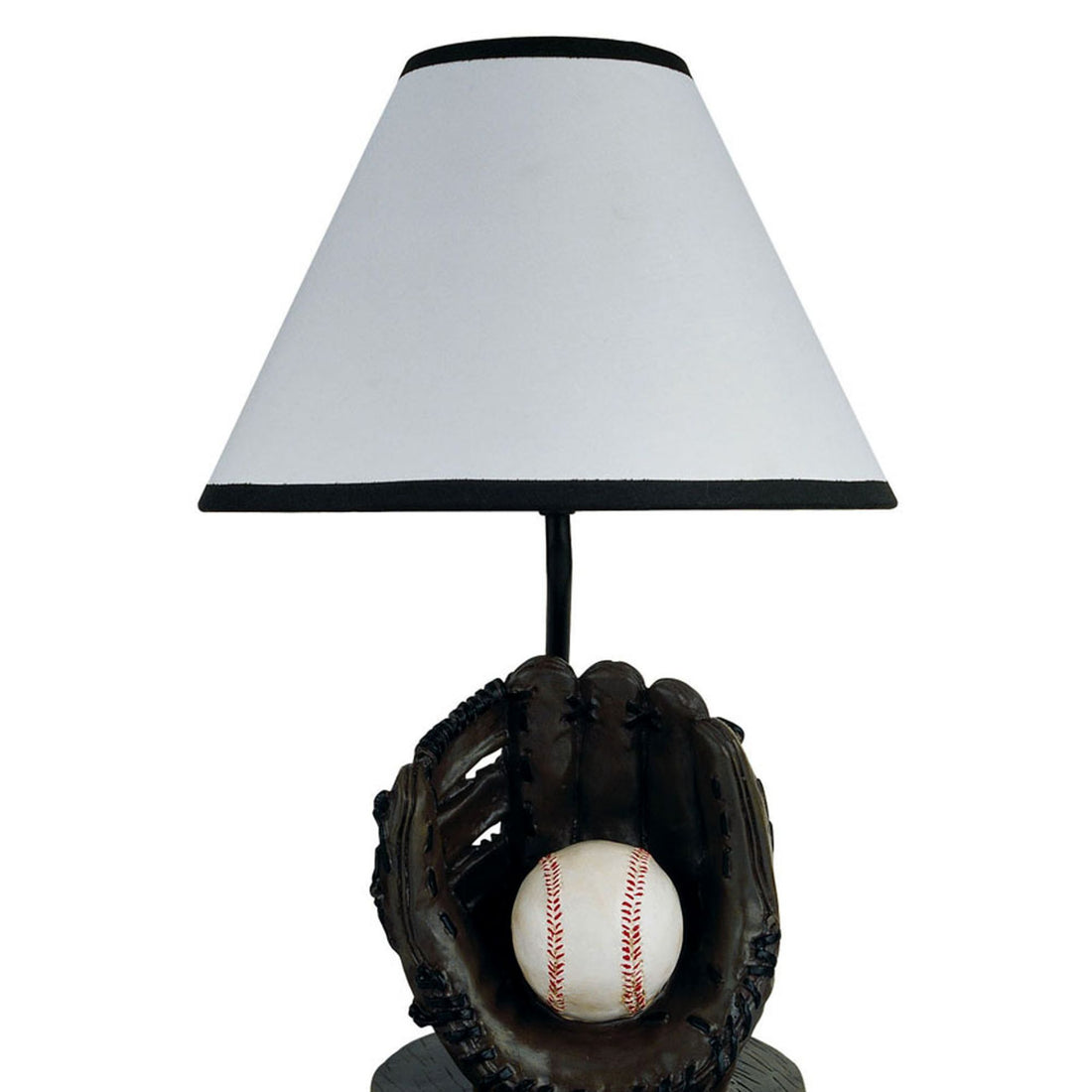 15" Tall Polyresin Accent Table Lamp, Baseball Shaped, Cone Linen Shade Multicolor Polyresin