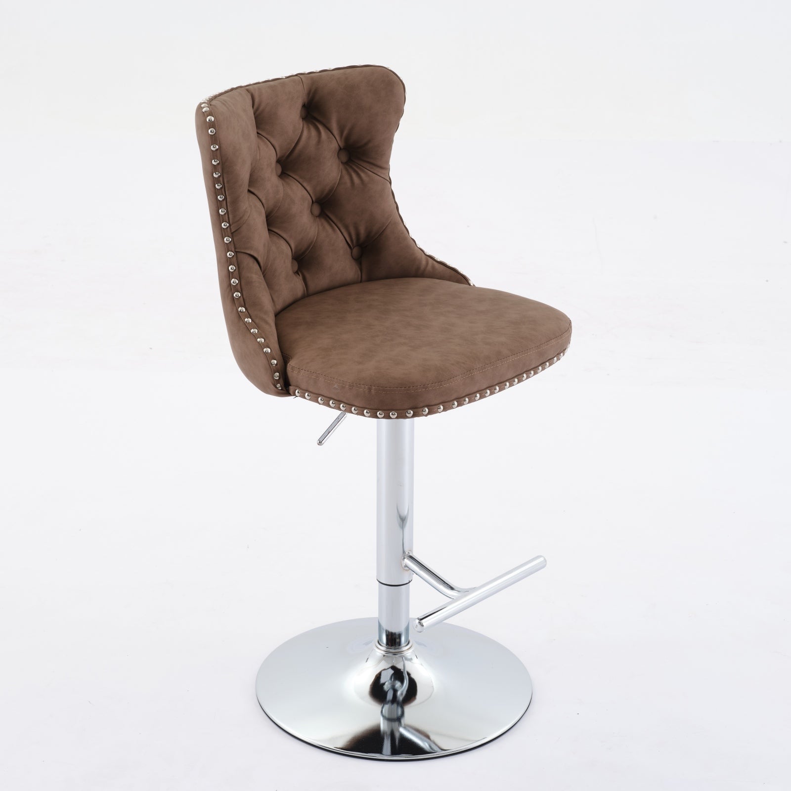 Swivel Pu Leather Barstools Adjusatble Seat Height From 25 33 Inch, Chrome Base Bar Stools With Backs Comfortable Tufted For Home Pub And Kitchen Island, Beige,Set Of 2,1512Br Brown Dining Room American Design Bar Stools Wing Back Set Of 2 Foam Pu