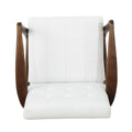 Mid Century Modern Faux Leather Club Chair With Wood Frame, White And Dark Espresso White Pu