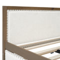 Full Size Upholstered Daybed With Trundle And Decoration, Wood Color Box Spring Not Required Full Wood Wood Daybeds Linen Upholstered