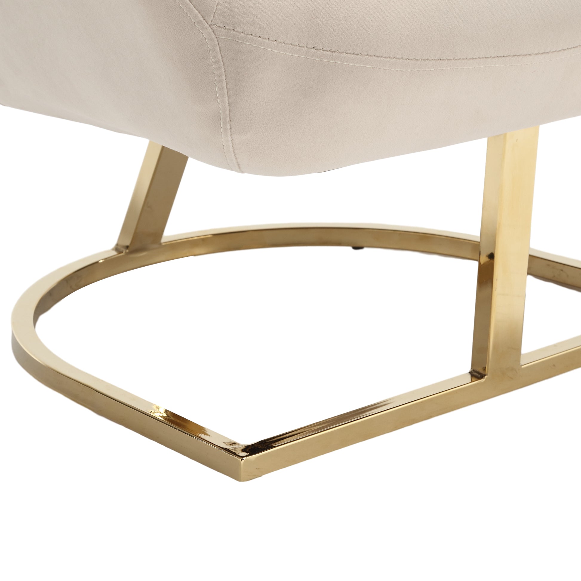 Coolmore Upholstered Tufted Living Room Chair Textured Linen Fabric Accent Chair With Metal Stand Beige Velvet