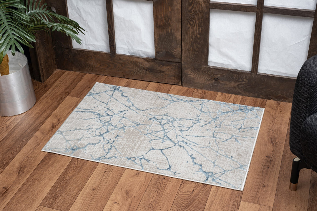 Elegance Gc Cnc6005 Blue 2 Ft. 7 In. X 7 Ft. 3 In. Area Rug Beige Polyester