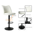 Swivel Bar Stools Set Of 2,Height Adjustable Counter Stool,Modern Armless Faux Leather Barstool Chairs With Backs For Kitchen Island White Leather