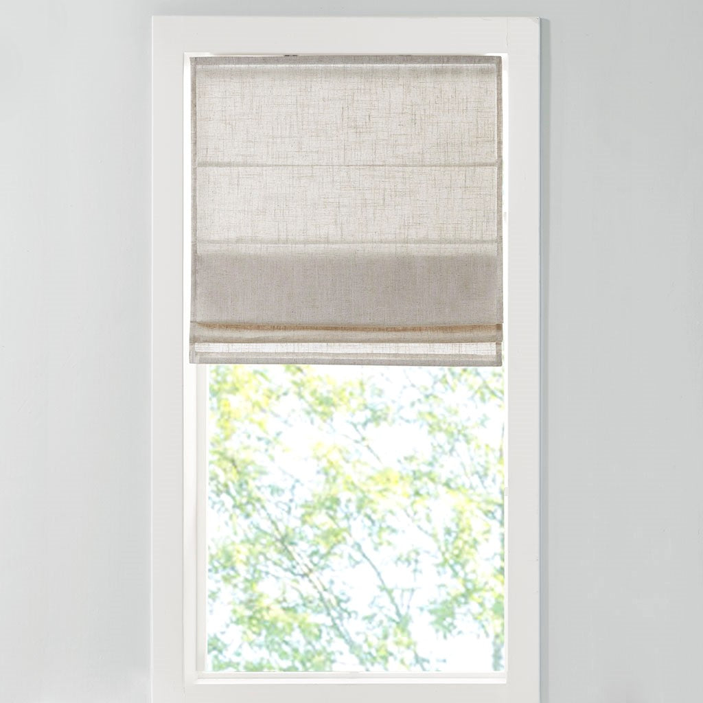 Linen Blend Light Filtering Cordless Roman Shade Natural Polyester