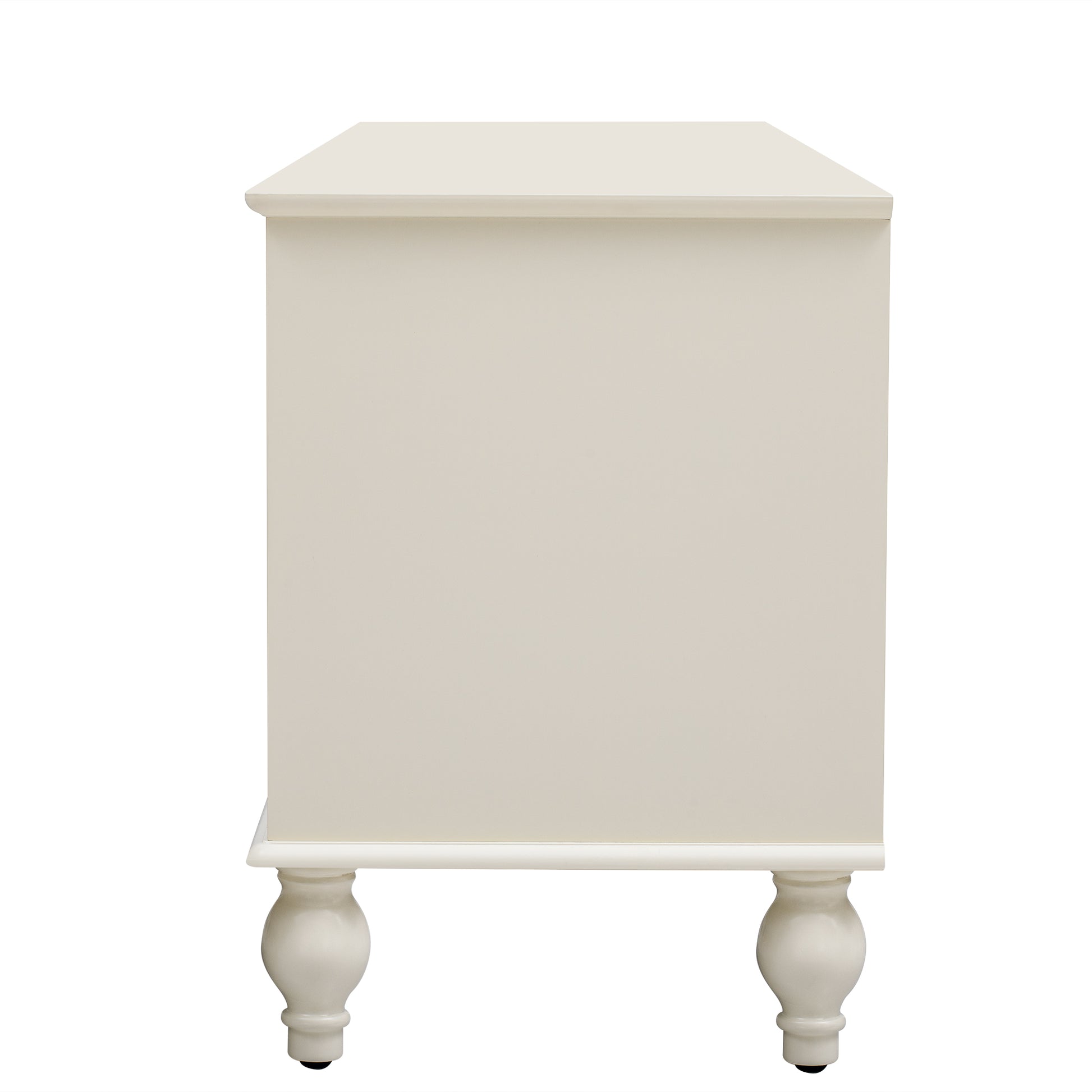 68.9'' Modern Tv Stand For Tvs Up To 75 Inches, Entertainment Center Media Console With Fluted Glass Doors, Five Solid Wood Legs For Living Room Antique White 70 79 Inches Mdf