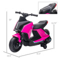 Aosom 6V Kids Motorcycle Dirt Bike Electric Battery Powered Ride On Toy Off Road Street Bike With Music, Headlights, Rechargeable Battery, Training Wheels, For Ages 2 4, Pink Pink Iron Plastic