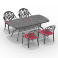 Cushions In Random Colors 5 Piece Set Of Cast Aluminum Patio Furniture With Cushions Yes Dining Set Black Seats 4 Rust Resistant Frame Water Resistant Cushion Garden & Outdoor Complete Patio Sets Aluminium