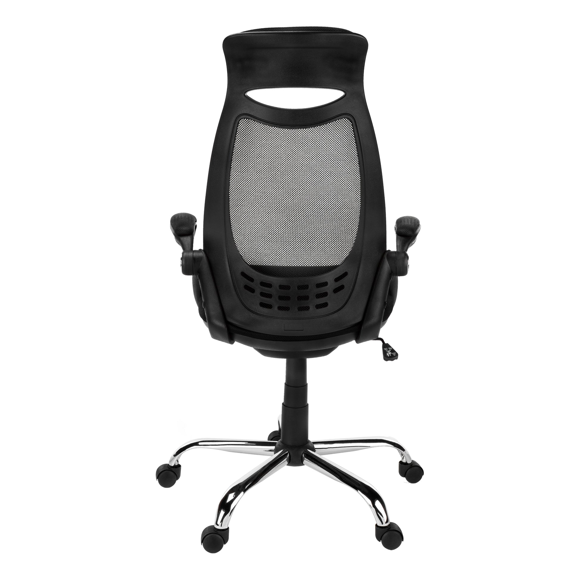 Office Chair, Adjustable Height, Swivel, Ergonomic, Armrests, Computer Desk, Work, Black Mesh, Chrome Metal, Contemporary, Modern Black Foam Polyester