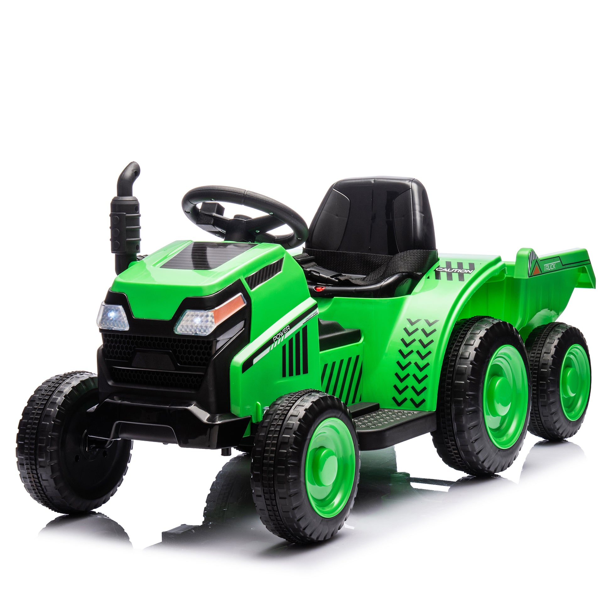 12V Kids Ride On Electric Tractor Black Knight,Kids Ride On Toy.2Wd,Non Skid Tires, Steering Wheel, Foot Pedal,With Removable Storage Tug,Light,Bluetooth,Music,Mp3,Usb,Power Display For Kids Aged 2 3. Green 50 99 Lbs Polypropylene