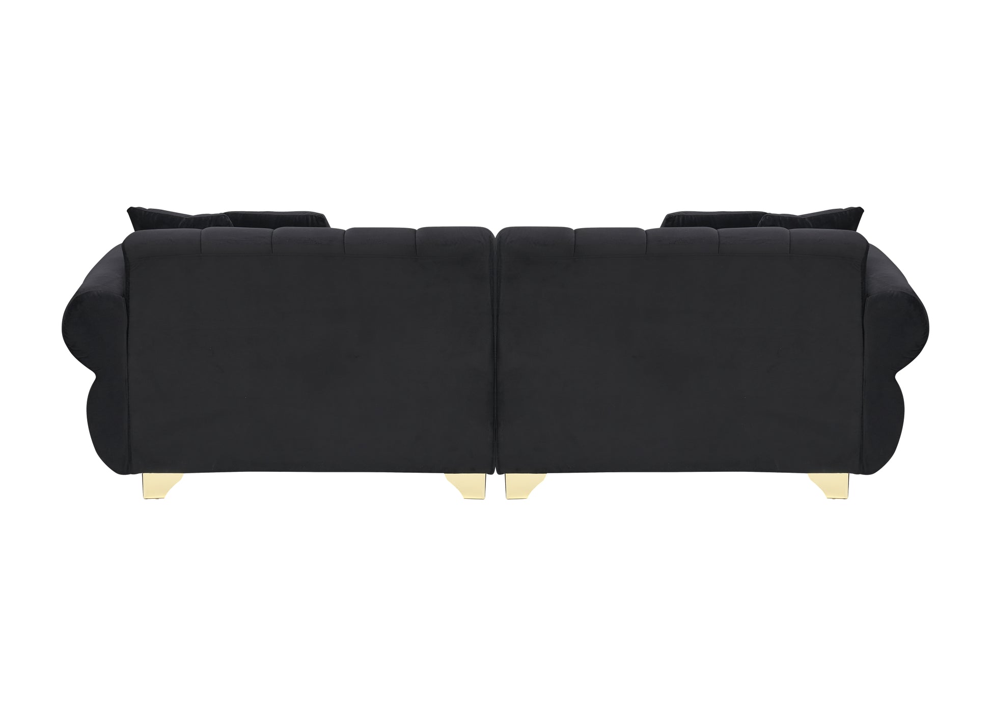 89 Inch Spring Wrapped Cushions, 3 Flannelette Sofas, Stylish Metal Feet And 4 Throw Pillows Make For A Modern Living Room Bedroom Black Velvet 3 Seat