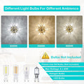 Flush Mount Ceiling Lights, Modern Gold Crystal Sputnik Firework Close To Ceiling Lamp Led Ceiling Lighting Fixtures For Bedroom Kitchen Island Hallway Entryway Porch Gazebo Golden Crystal