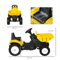 Aosom Ride On Excavator With Manual Control Bucket, No Power Ride On Tractor Pedal Car Pretend Play With Forward Backward, For Aged 3 6 Years Old, Yellow Yellow Iron Plastic