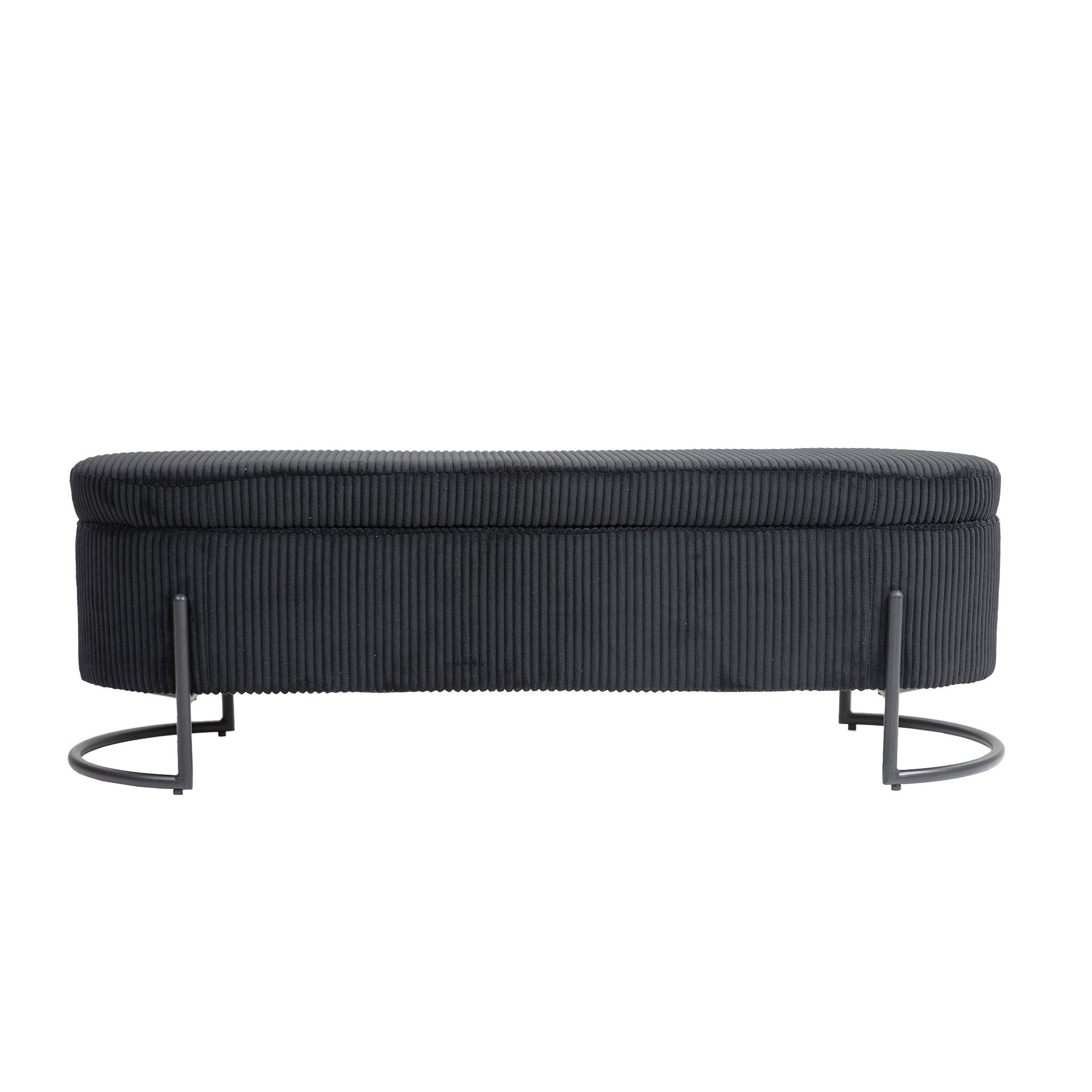 Coolmore Storage Ottoman,Bedroom End Bench,Upholstered Fabric Storage Ottoman With Safety Hinge, Entryway Padded Footstool, Ottoman Bench For Living Room & Bedroom Black Foam Velvet