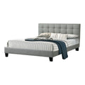 Eve Platform King Size Bed, Vertical Channel Tufted Light Gray Upholstery Light Gray Wood