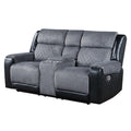 Alicia Grey Black Console Reclining Seat Gray Fabric