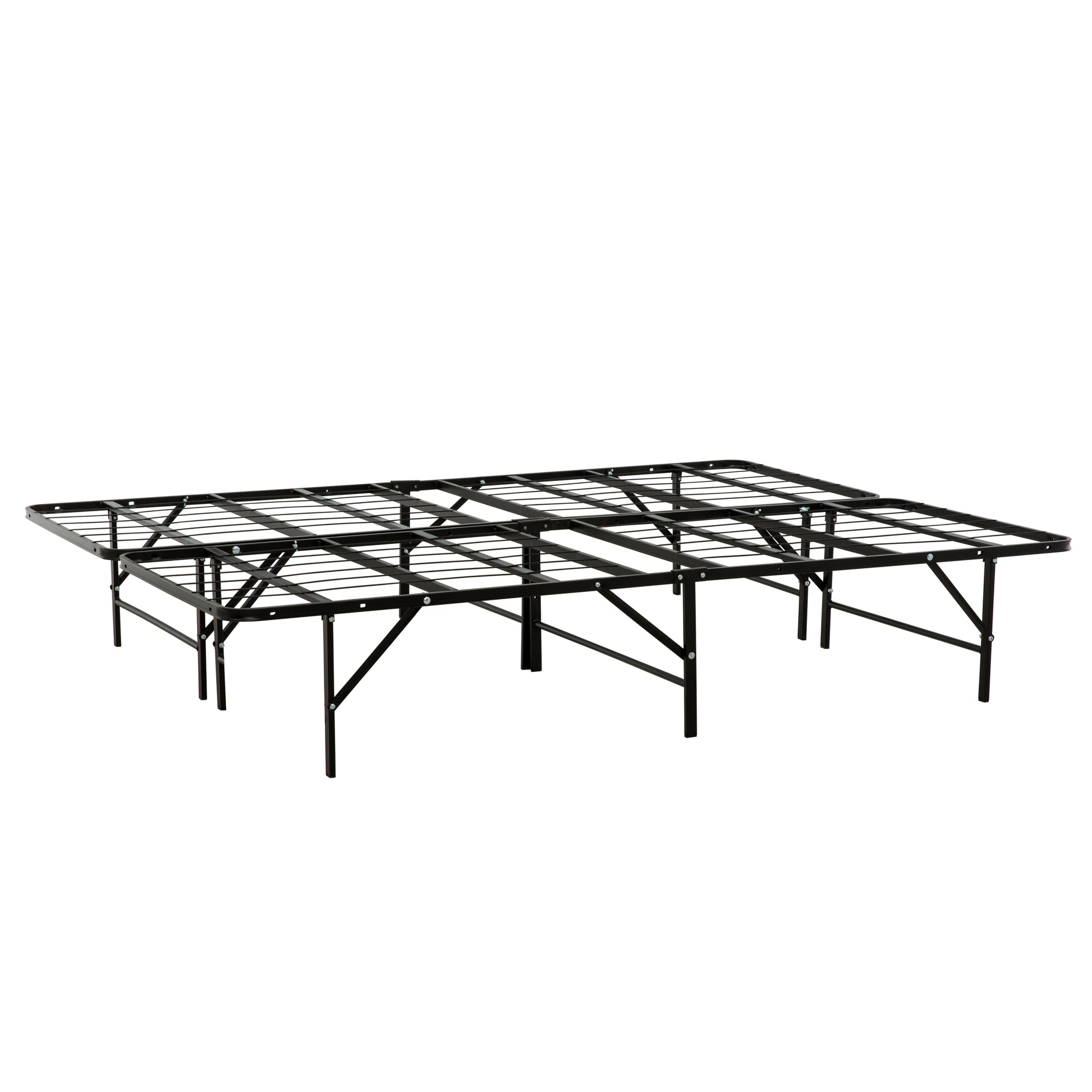 Bedroom Furniture Full Size Solid Metal Foundation Bed Base, Strong Mattress Platform Bed Frame, Black Box Spring Not Required Full Black Bedroom Modern Bed Frame Steel