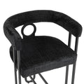 Coolmore Bar Stools Set Of 2, Modern Bar Stool With Back, Black Metal Frames, Upholstered Bar Stools For Kitchen Island, Pub, Club Black Chenille Black Foam Chenille