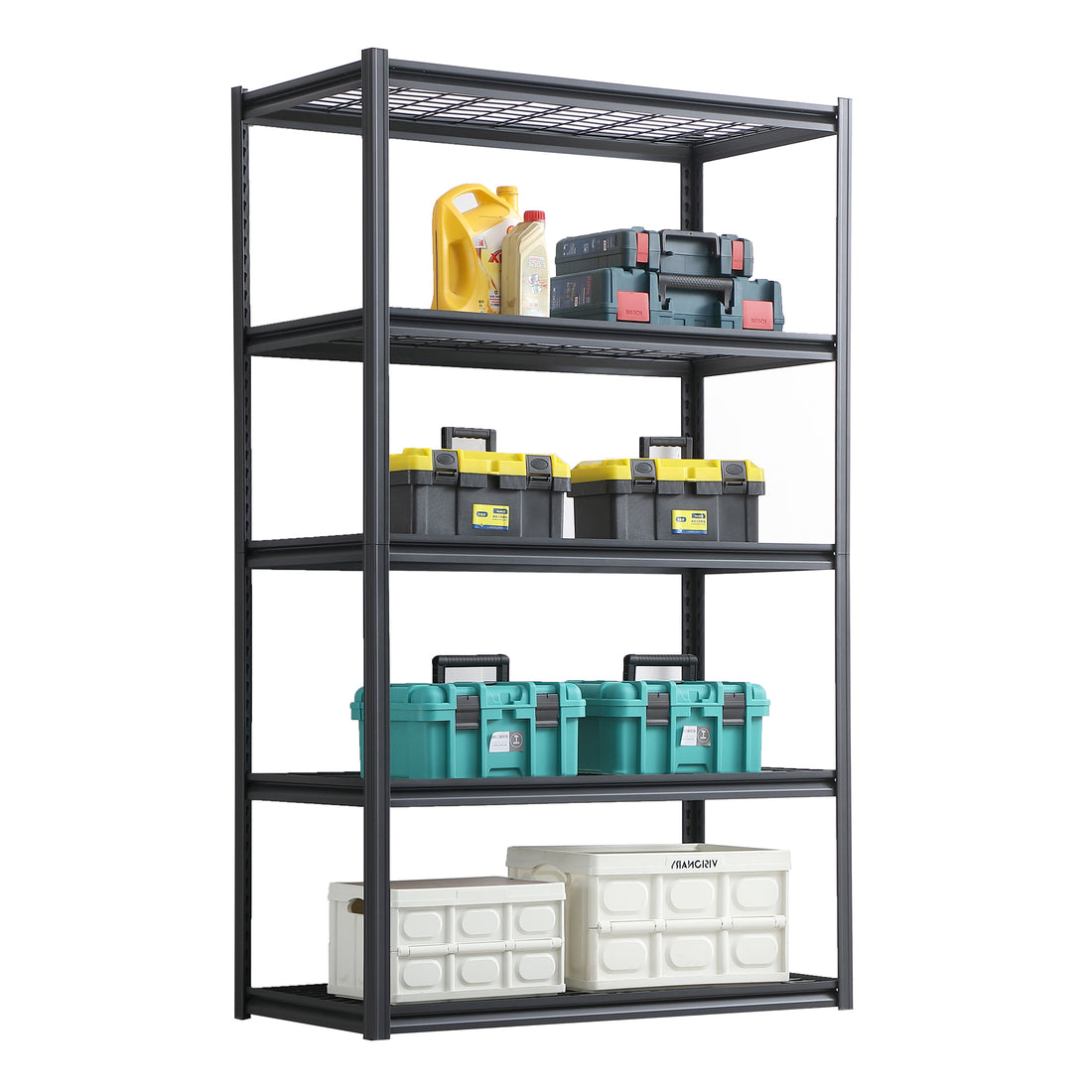 5 Tier Heavy Duty Metal Storage Shelves,Easy To Assemble,Adjustable,Storage Shelves For Basements, Garages And Kitchen, 78 "H*47.2 "W*23.6 "D 5 Black Standard Vertical Kitchen Open Back Metal Modern
