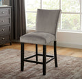 Attractive Set Of 2Pc Counter Height Chairs Dining Room Furniture Gray Flannelette Seat Trim Kitchen Breakfast Black,Light Gray Dining Room Modern,Transitional Dining Chairs Rubberwood Solid Back