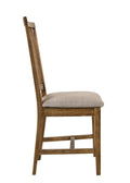 Wallace Ii Tan Linen & Weathered Oak Finish Side Chair Set Of 2 Oak,Tan Linen,Synthetic Wood