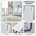 1 Table And 8 Chairs Set.A Rectangular Dining Table With A 0.39 Inch Imitation Marble Tabletop And Black Metal Legs.Paired With 8 Chairs With Pu Leather Seat Cushion And Black Metal Legs.F 1538,C 001 White Black Glass Metal