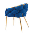 Set Of 2 Luxury Handmade Accent Chair With Gold Legs, Modern Velvet Armchair For Living Room And Bedroom Blue Foam Velvet
