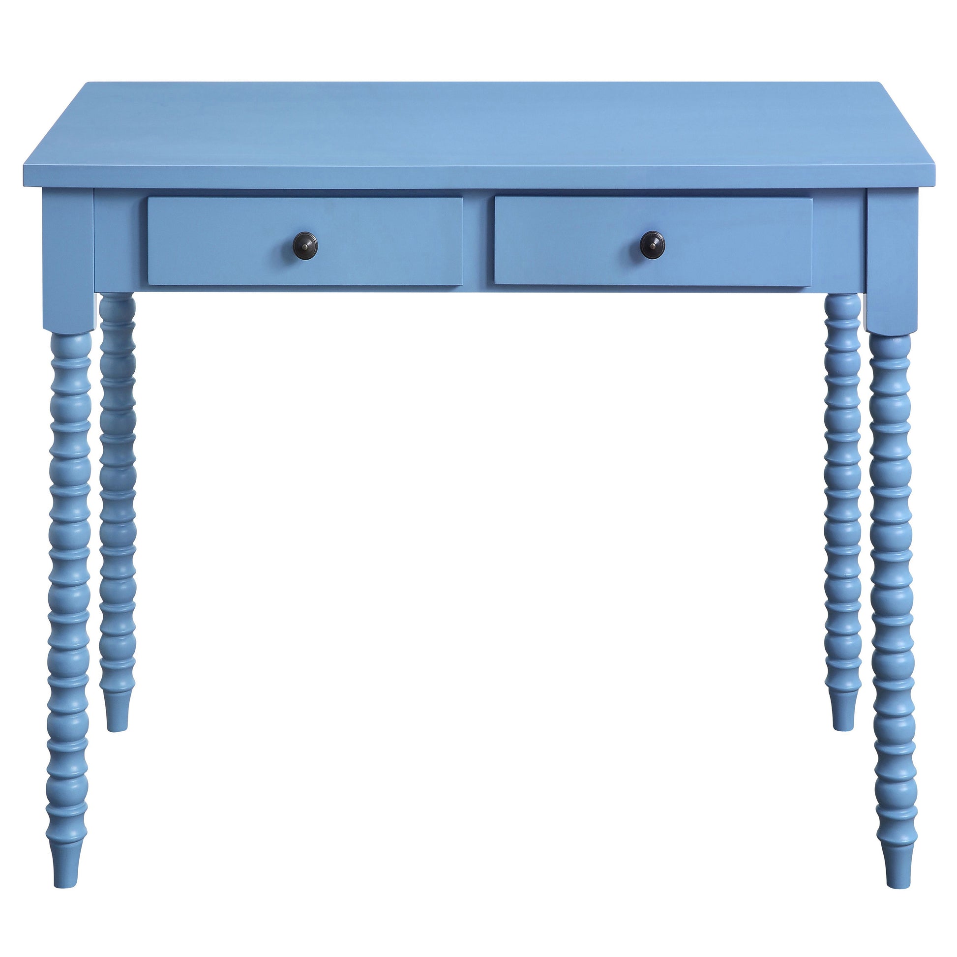 Blue 2 Drawer Writing Desk Blue Writting Desk Office Traditional Rubberwood Rectangular Drawers Desk Wood