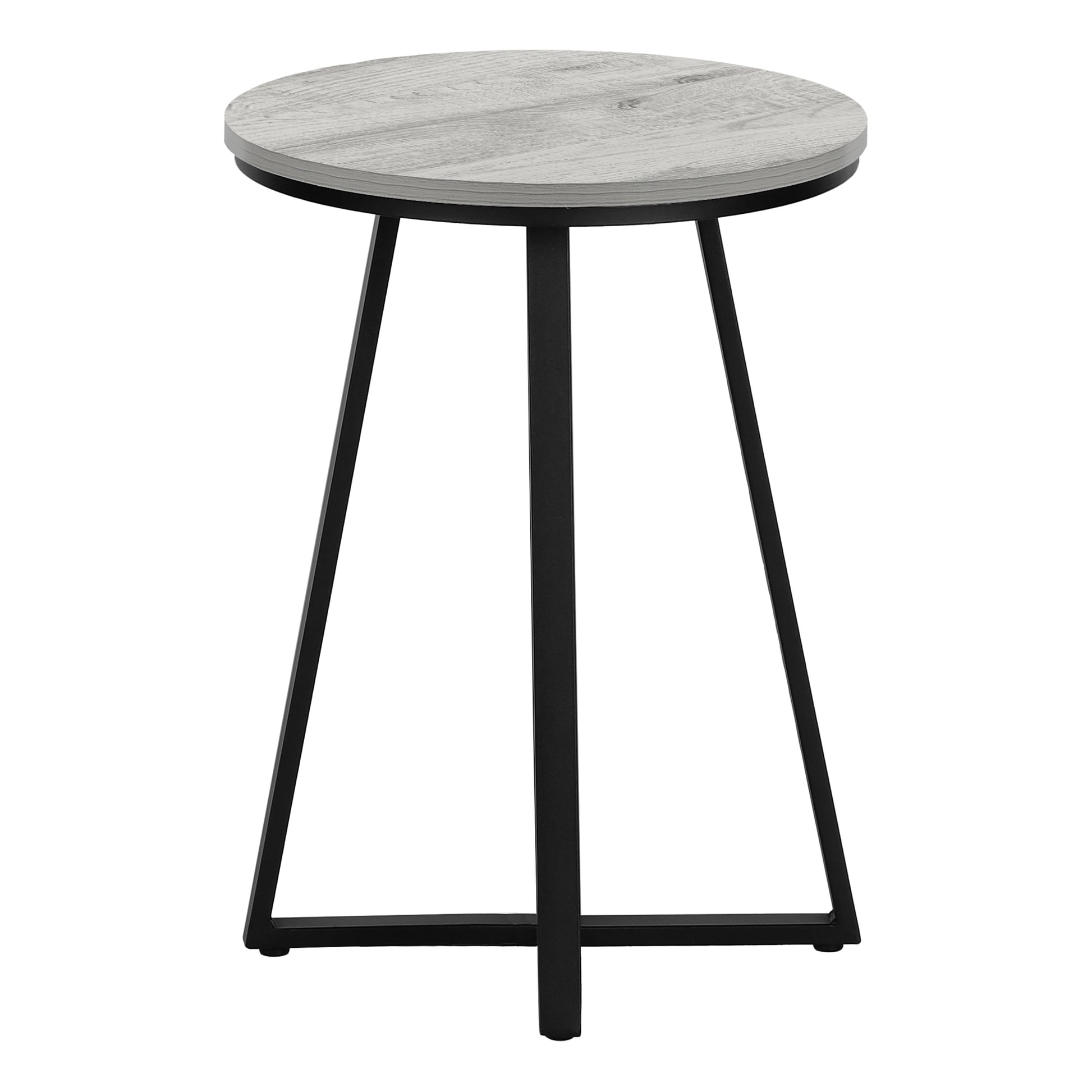 Accent Table, Side, Round, End, Nightstand, Lamp, Living Room, Bedroom, Grey Laminate, Black Metal, Contemporary, Modern Grey Metal