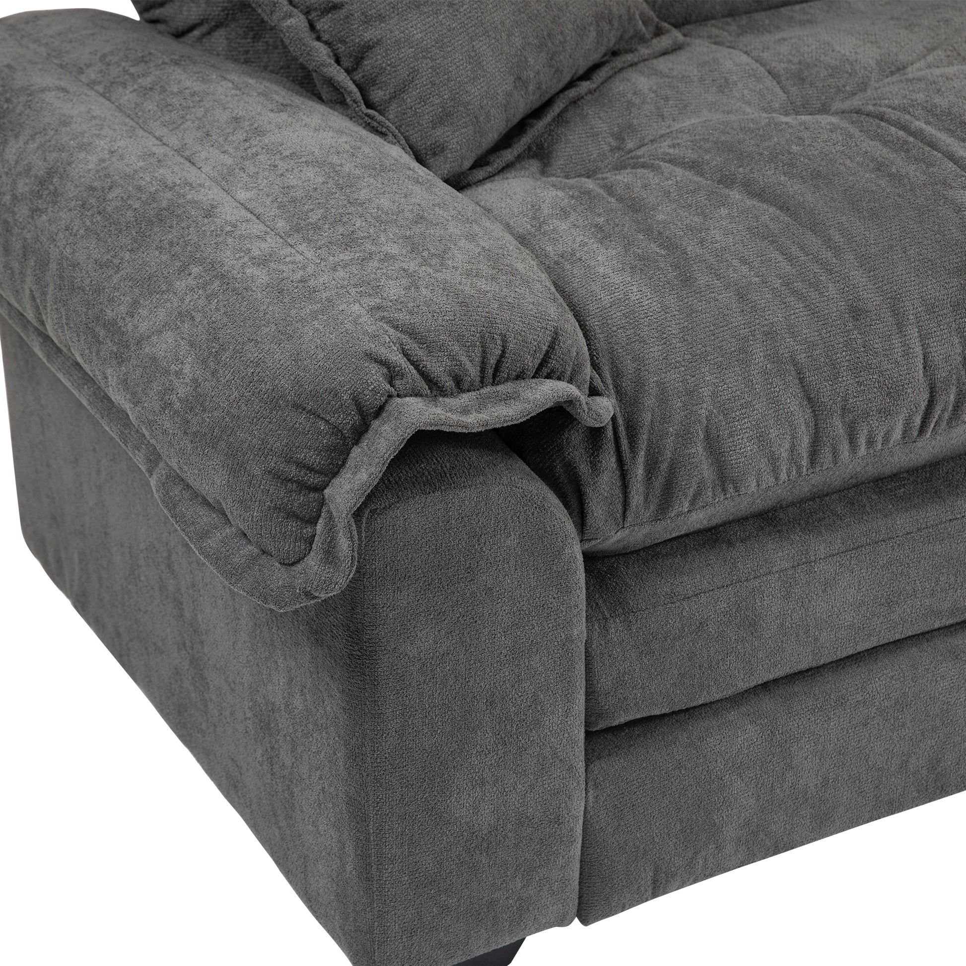 84" Chenille Recliner Sofa Small Sofa Loveseat Deep Seat Sofa Couch With 2 Throw Pillows & Memory Foam For Living Room Apartment Office Lounge Grey Grey Memory Foam Chenille,Upholstered 2 Seat