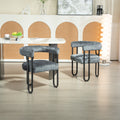 Coolmore Contemporary Designed Chenille Fabric Upholstered Accent Dining Chair Barrel Side Chairs Kitchen Armchair For Living Room Set Of 2 Gray Chenille Gray Foam Chenille