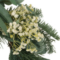 30In Eucalyptus Leaves, Pine Twigs, Stars Wreath White Green Rattan