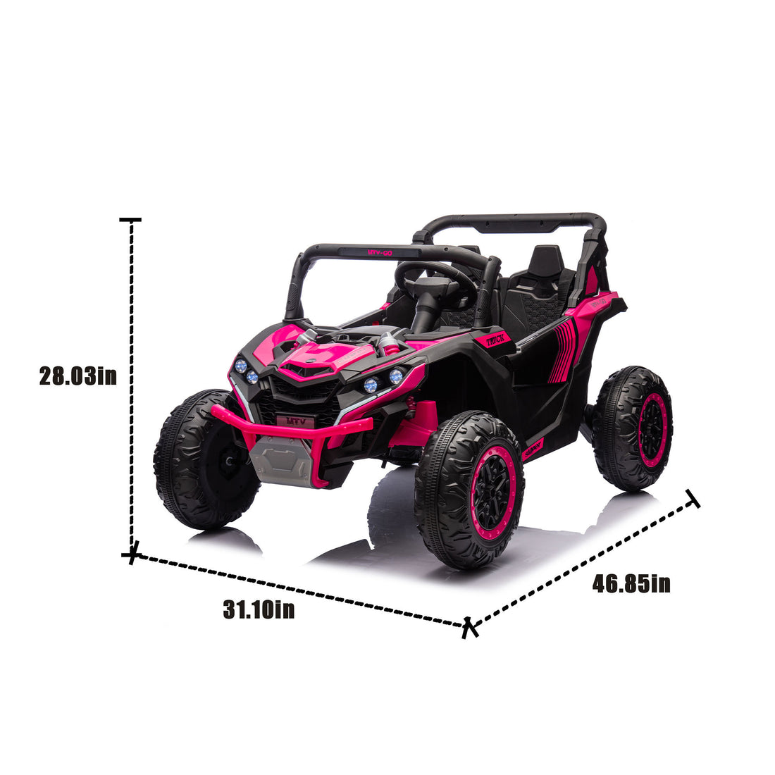 24V Two Seater Kids Ride On Utv W Parents Remote Control,Four Wheel Suspension,Slow Start,Large Wheel Design,Anti Collision Bar,Storage Space,Music,Usb,Bluetooth,Volume Control,Led Lights For Kids 3 . Pink 100 149 Lbs Polypropylene