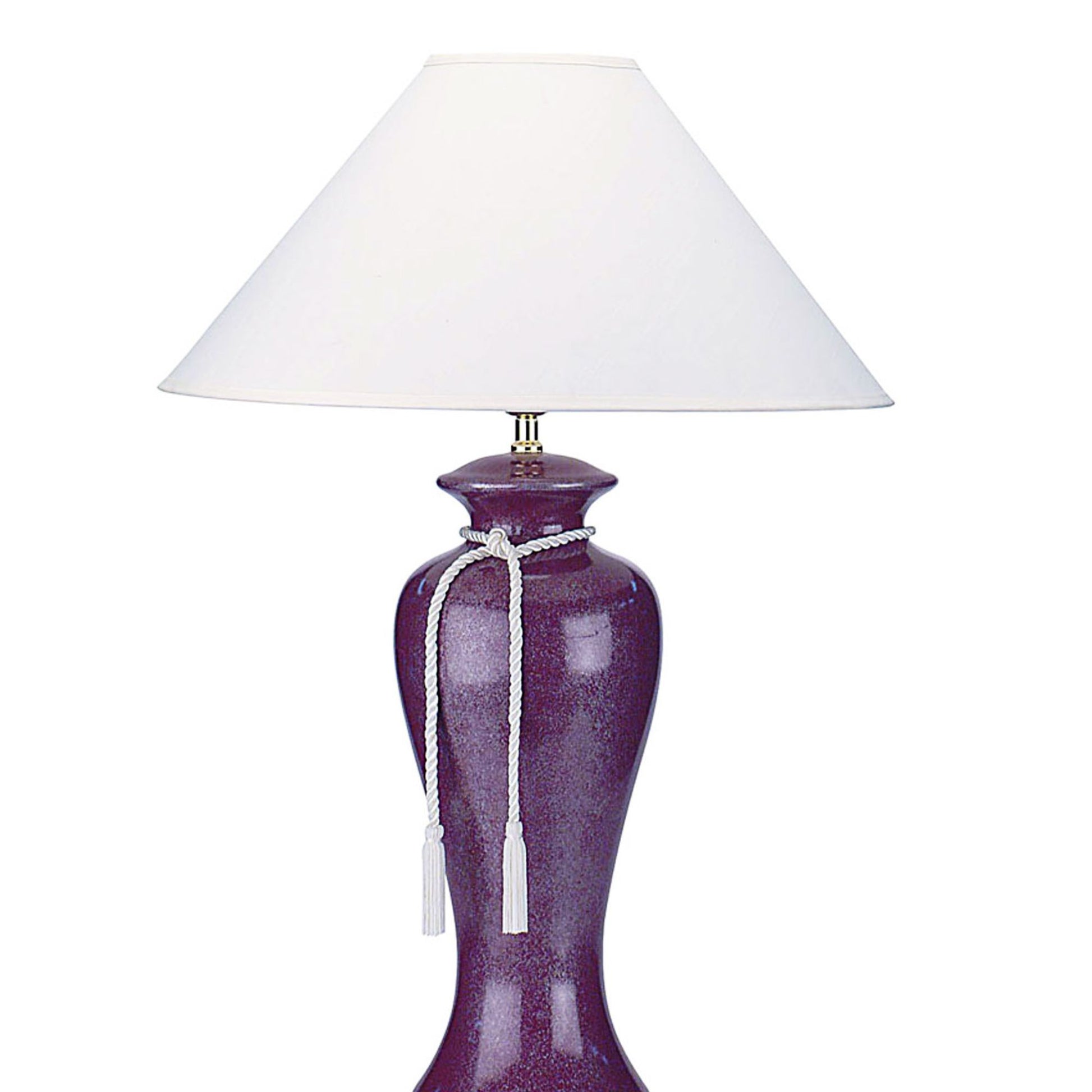 35" Tall Ceramic Table Lamp, Curved Design With Burdy Finish, Linen Shade Multicolor Ceramic