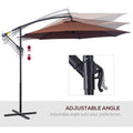 Outsunny 10' Cantilever Hanging Tilt Offset Patio Umbrella With Uv & Water Fighting Material And A Sturdy Stand, Brown Brown Steel